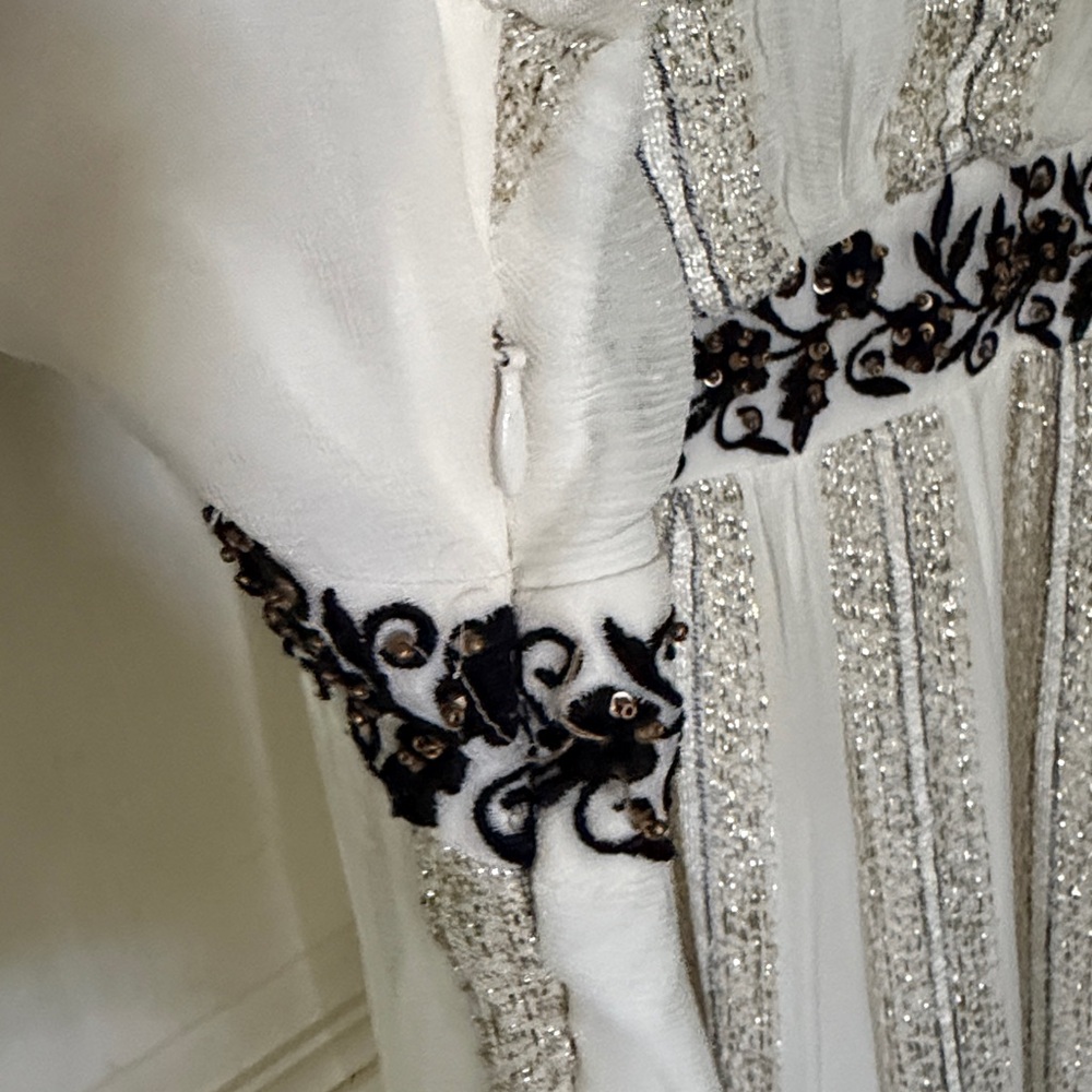 ANTHROPOLOGIE - VERB by Pallavi Singhee Black & White Beaded Maxi Dress S - Picture 16 of 16